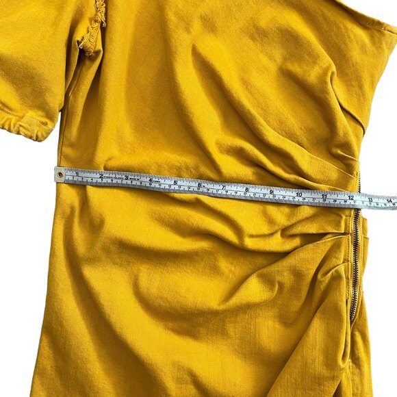 Jonathan Simkhai One Shoulder Denim Ruffle Mini Dress 10 Yellow Asymmetric‎ - Picture 12 of 16